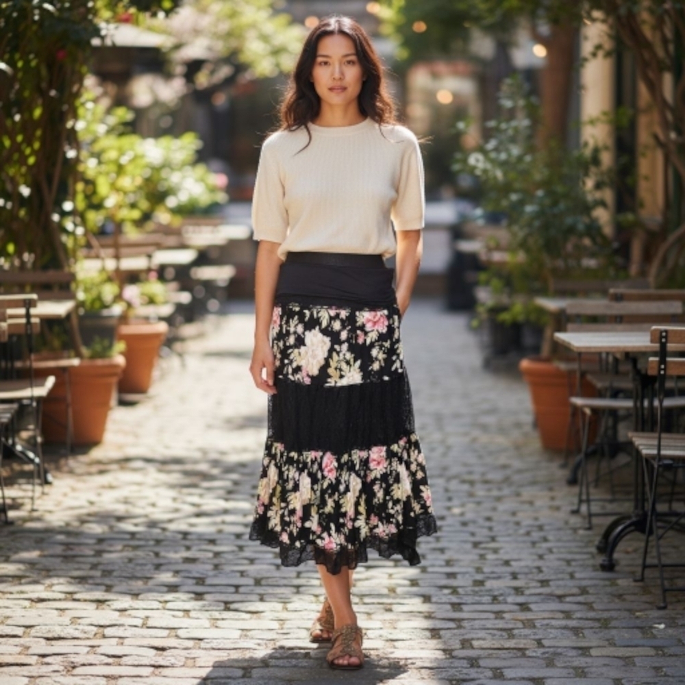 Zimmerman Floral Maxi Skirt with Lace